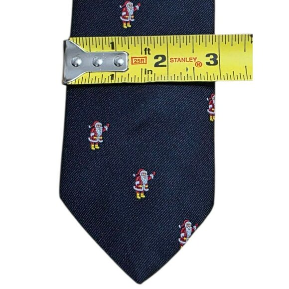 VTG Christmas Santa Claus Silk Neck Tie England Country Club Embroidered Holiday - Picture 7 of 7